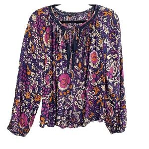 RACHEL ZOE Women Vibrant Print Pullover Floral Blouse Sz XL Multicolor 58-13
